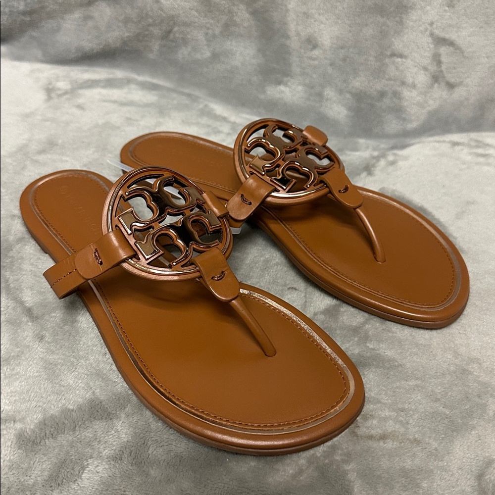 Tory Burch Metal Miller Soft Leather Sandals Size 8.5 - Picture 2 of 7